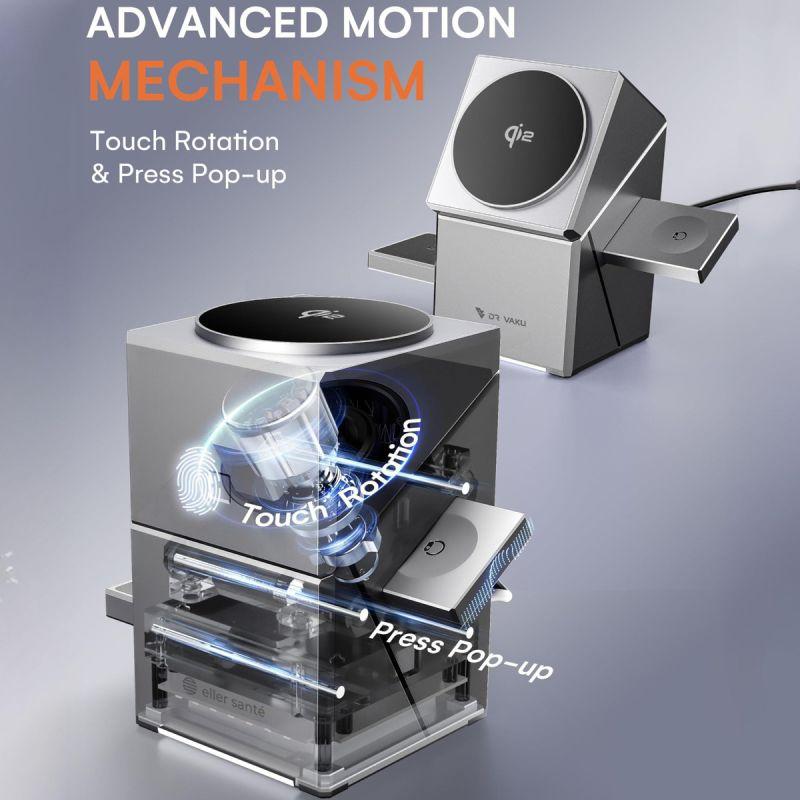 Qi2 15W 3-in-1 Touch Auto-Rotation Magnetic Wireless Charger